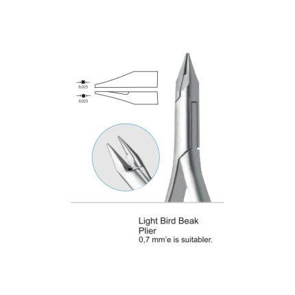 Light Bird Beak  Plier  0,7 mm’e is suitabler.
